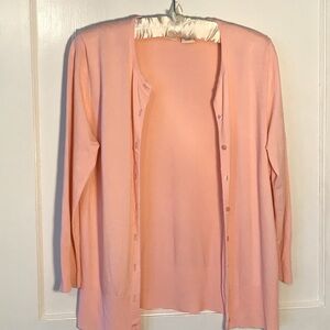 Merona Light Salmon Pink Women's Cardigan Sweater Size Medium 3/4 sleeve